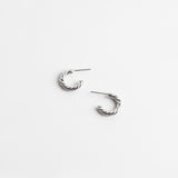 Twisted Silver Hoop Earring